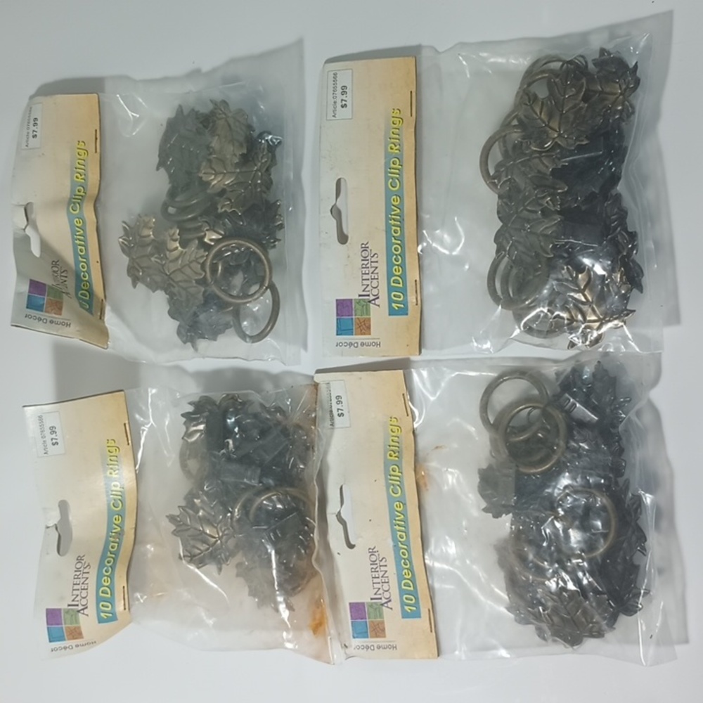 VTG Antique Brass Oak Leaf Clip Rings 4 Packs 40007655662 DR011-3A01